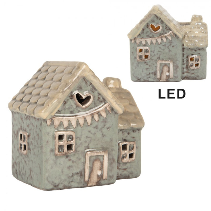 CLAYRE & EEF Casetta Verde in Ceramica con Led