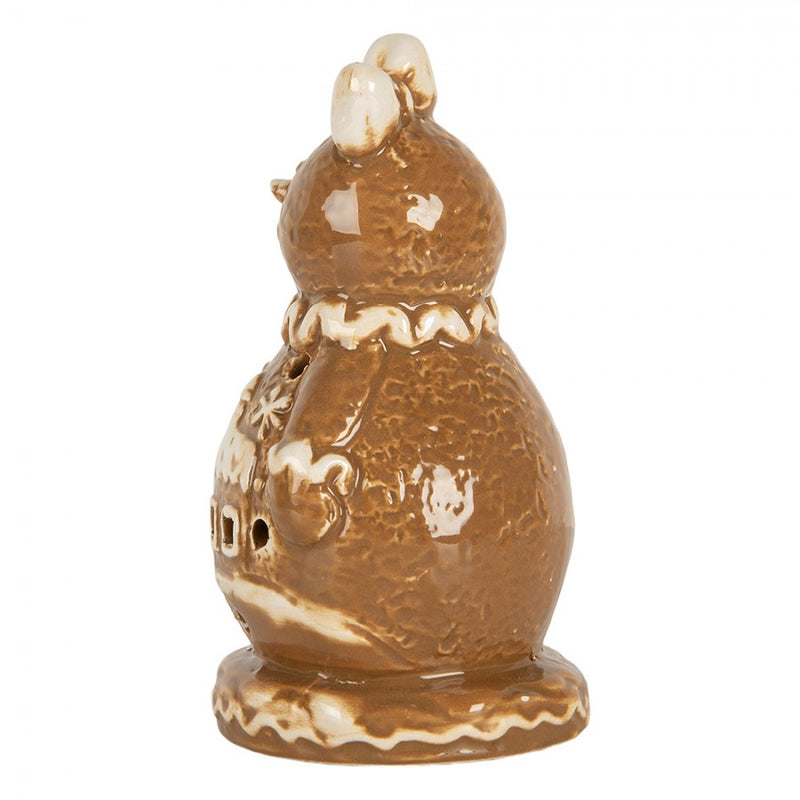 CLAYRE & EEF Pupazzo di Neve con Fiocco Marrone in Ceramica