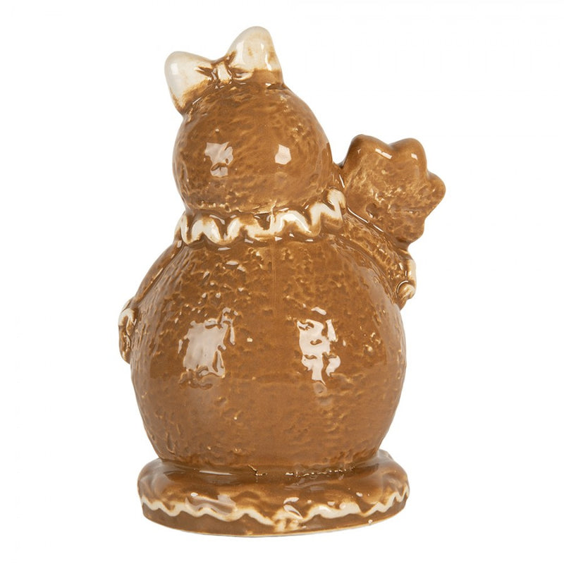 CLAYRE & EEF Pupazzo di Neve con Fiocco Marrone in Ceramica