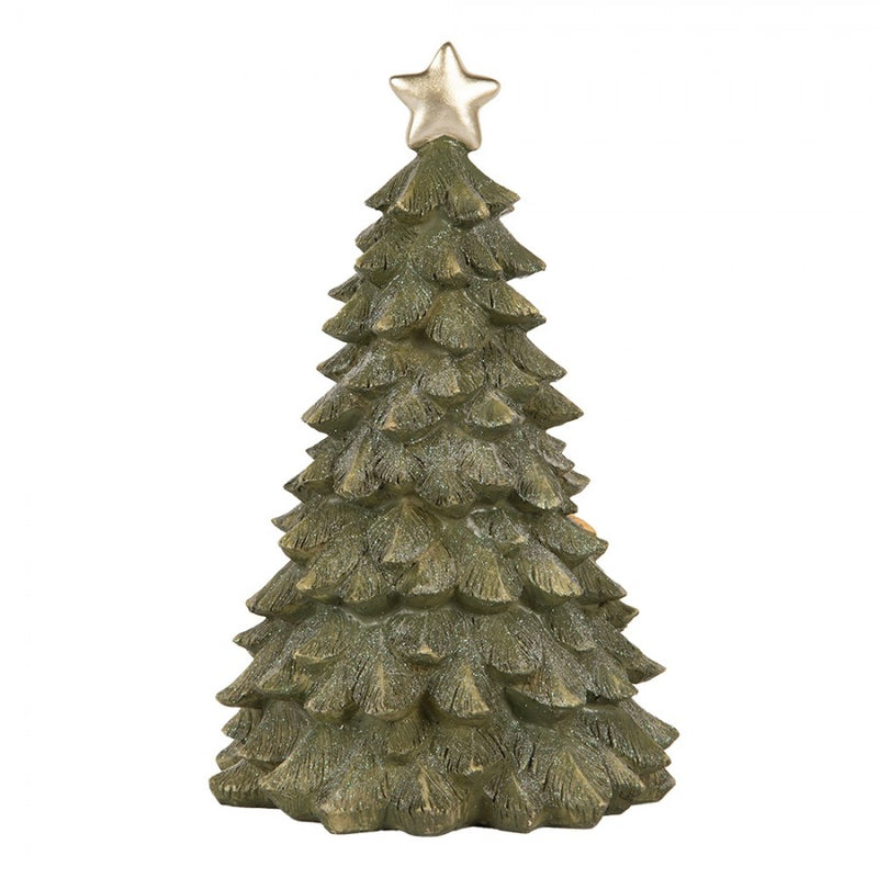 CLAYRE & EEF Albero di Natale con Sacra Famiglia e Led in Resina Verde