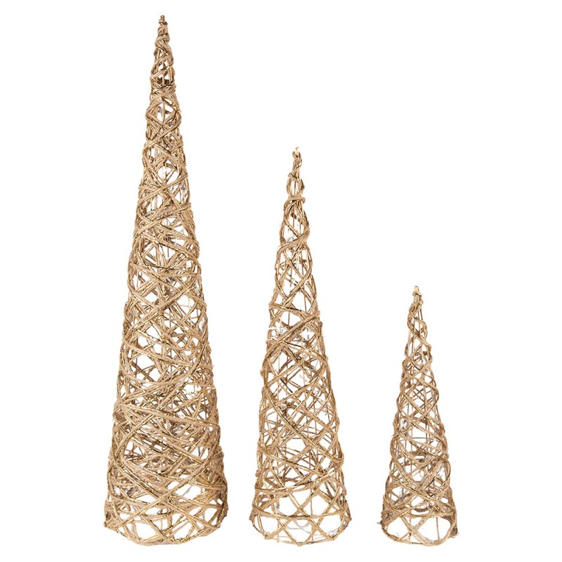 CLAYRE & EEF Set 3 Albero Natalizio Dorato in Metallo con Led