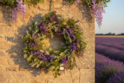 Ghirlanda Grande Lavanda – Muro in Pietra e Campo di Lavanda