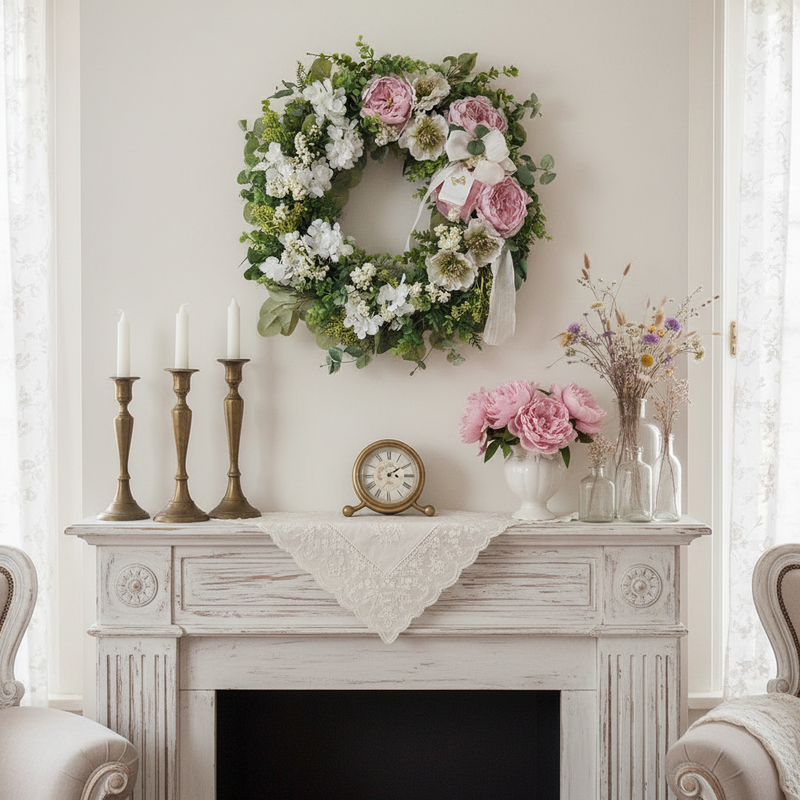 Ghirlanda Peonie Rosa – Formato Quadrato per il Sito