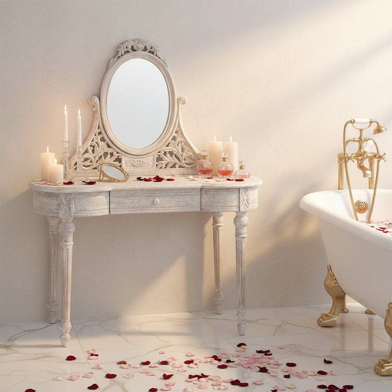 Dettaglio toilette trucco stile romantico provenzale Blanc Mariclò Sweet Home Shabby Style