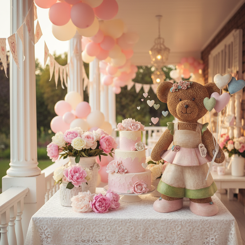 NUVOLE DI STOFFA Orsa con Cuori "SWEET BEAR" Resina