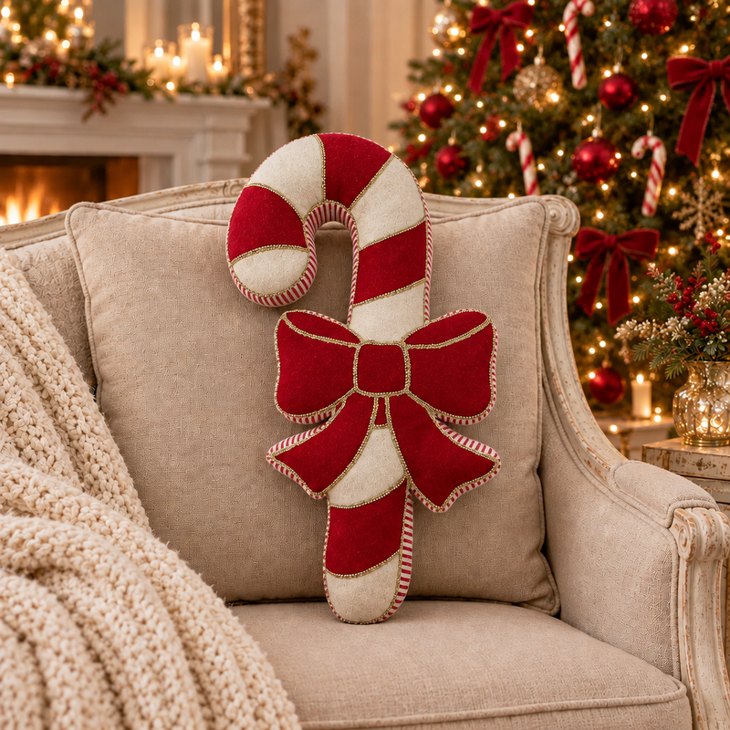 BLANC MARICLÒ Cuscino Candy Cane con Fiocco