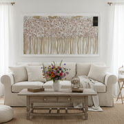 Quadro Prato Art Maiora dipinto a mano su tela con cornice legno bianco 140x80 cm Made in Italy
