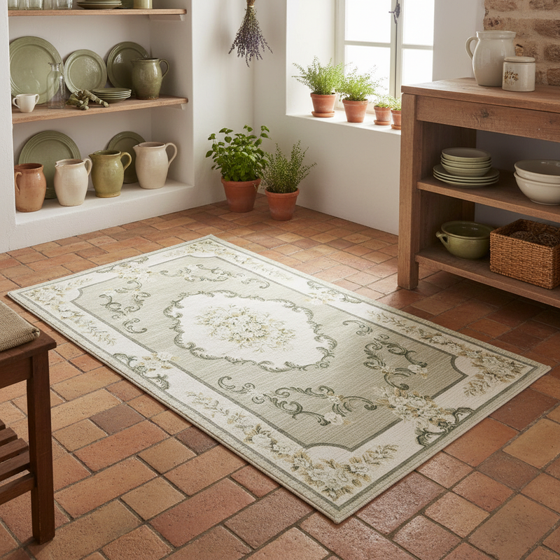 BLANC MARICLÒ Tappeto in Cotone "DORIA" Verde
