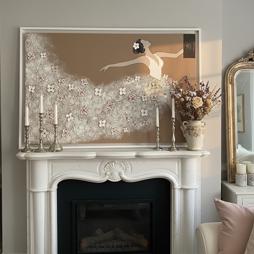 Dettaglio tecnica a rilievo quadro Ballerina Art Maiora dipinto artigianale italiano shabby chic
