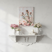 Mensola da parete in legno con fiocco BOW Coccole di Casa 100x25x31 cm stile shabby chic romantico