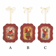 Decorazioni natalizie con cornice rossa e immagini di Babbo Natale, soggetti A B C
Nuvole di Stoffa
Tre soggetti affiancati su fondo bianco