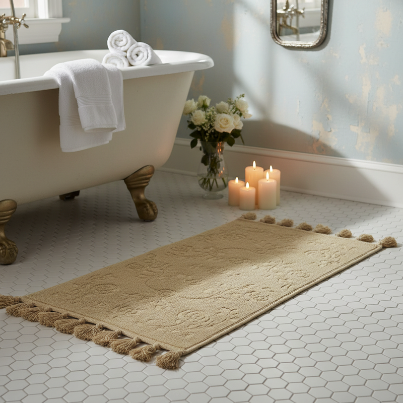 NUVOLE DI STOFFA Tappeto in Cotone Beige con Nappe