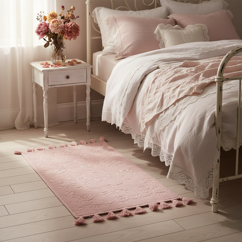 NUVOLE DI STOFFA Tappeto in Cotone Malva con Nappe