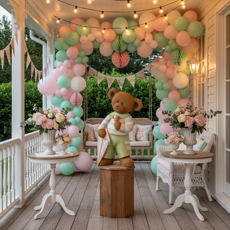 NUVOLE DI STOFFA Orso con Gelato 83cm "SWEET BEAR" Resina