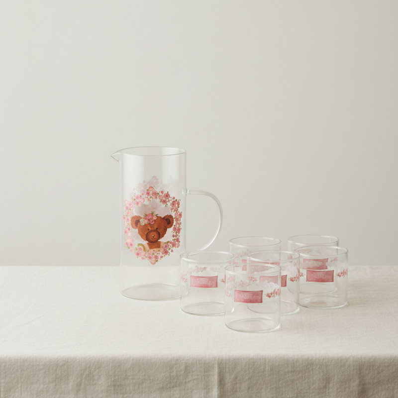 NUVOLE DI STOFFA Caraffa in Vetro Orsetto Sweet Bear Shabby Chic
