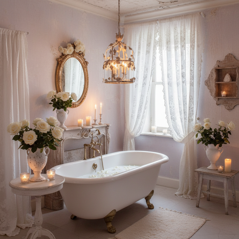 Lampadario 4 luci E14 in metallo e vetro in camera da letto romantica
Blanc Mariclò – Sweet Home Shabby Style
Ambientazione, angolazione laterale