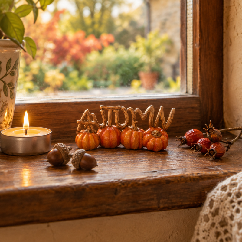 NUVOLE DI STOFFA Decorazione Scritta Autumn con Zucchette