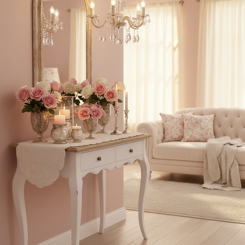 BLANC MARICLÒ Runner Centrotavola Ovale in Cotone Naturale | Shabby Chic Provenzale