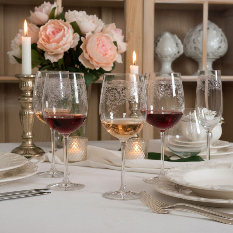 COCCOLE DI CASA Servizio Da 6 Bicchieri Calice Vino In Vetro Sophie