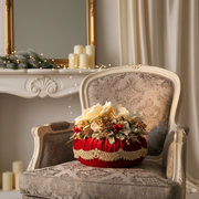 Decorazione natalizia pouf profumato rosso tiziano con pizzo e rose in velluto – Fiori di Lena