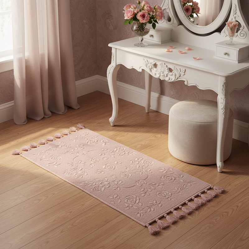 NUVOLE DI STOFFA Tappeto in Cotone Malva con Nappe