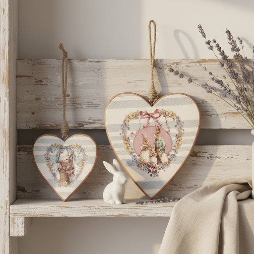 Decoro Uovo Di Pasqua Con Coniglio Festalia, Shabby Chic, Polyfoam 7x10 Cm – Blanc Mariclò
