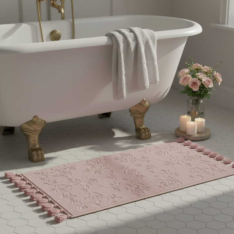 NUVOLE DI STOFFA Tappeto in Cotone Malva con Nappe