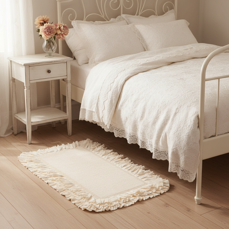 NUVOLE DI STOFFA Tappeto Avorio con 3 Rouche