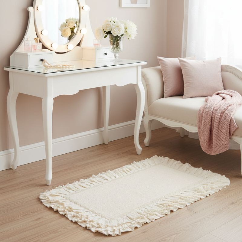 NUVOLE DI STOFFA Tappeto Avorio con 3 Rouche