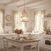 Lampadario Vissi d'Arte acceso in ambiente soggiorno shabby chic provenzale
Blanc Mariclò – Sweet Home Shabby Style
Ambientazione, vista d'insieme con luce accesa