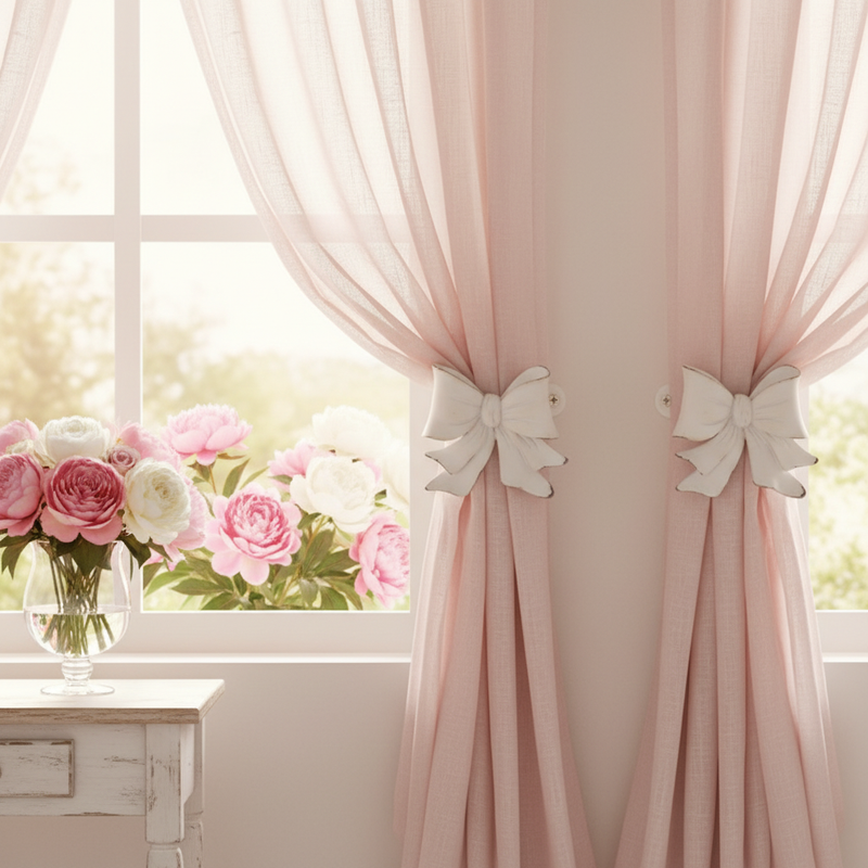 COCCOLE DI CASA Set 2 Ferma tenda Fiocco in Resina BOW