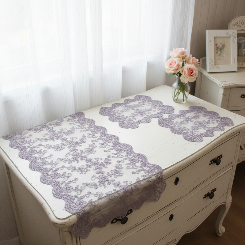 FIORI DI LENA Tris di Centrini in Pizzo Lilla