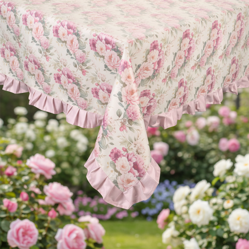 NUVOLE DI STOFFA Tovaglia Plastificata con Fiori "SERAPHIE MALVA"