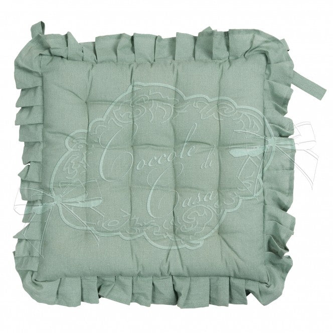 COCCOLE DI CASA Set 6 Cuscini Sedia Verde in Cotone con Gala