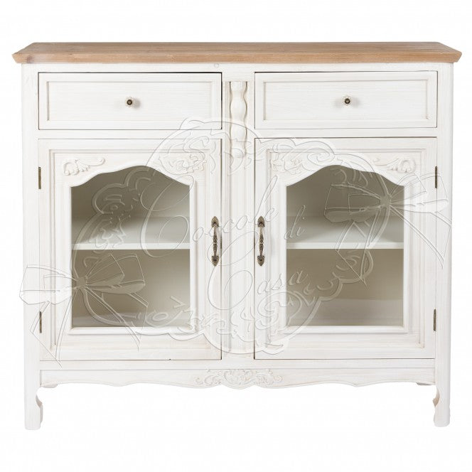 COCCOLE DI CASA Credenza Shabby Chic "Rose" In Legno Crema