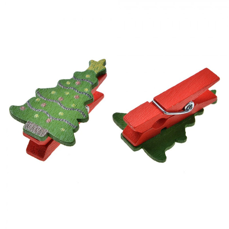 CLAYRE & EEF Set 8 Molletta Albero di Natale in Legno