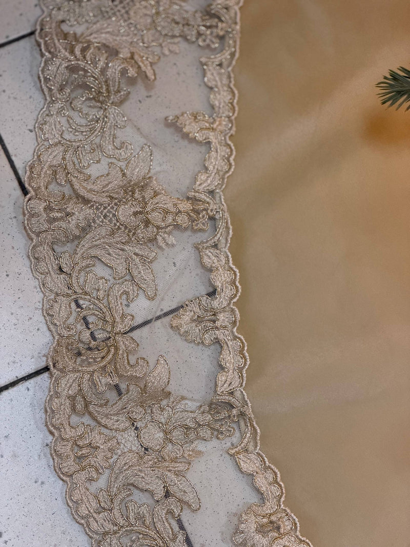 FIORI DI LENA Sottoalbero Nocciola in Velluto con Pizzo Dorato