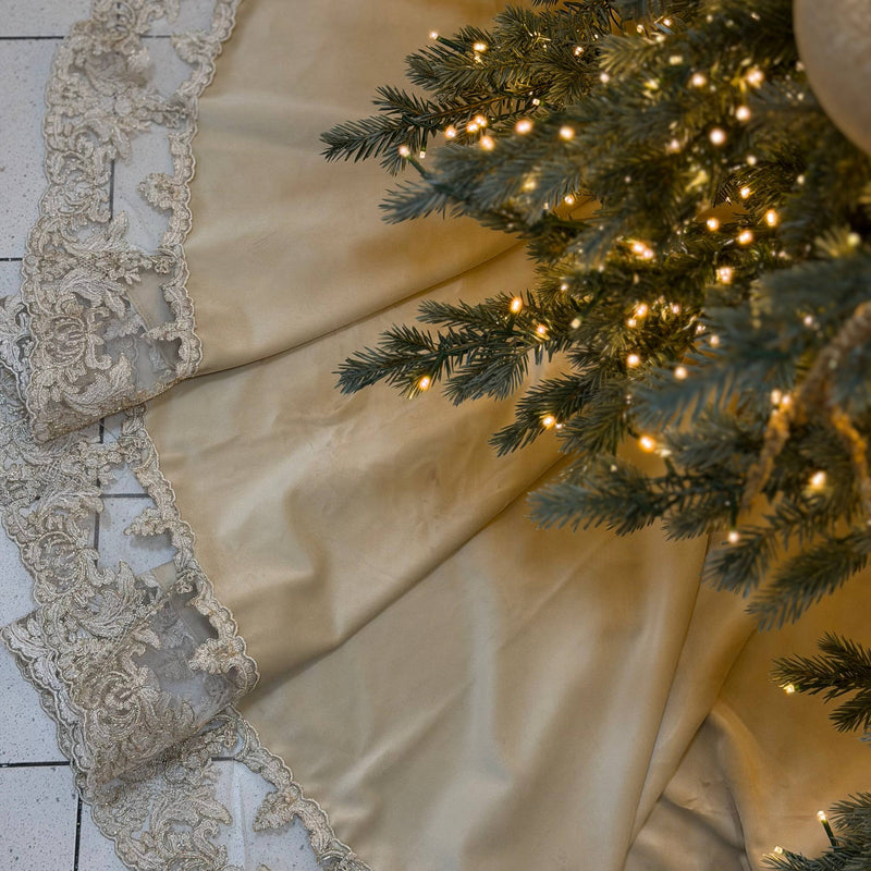 FIORI DI LENA Sottoalbero Nocciola in Velluto con Pizzo Dorato