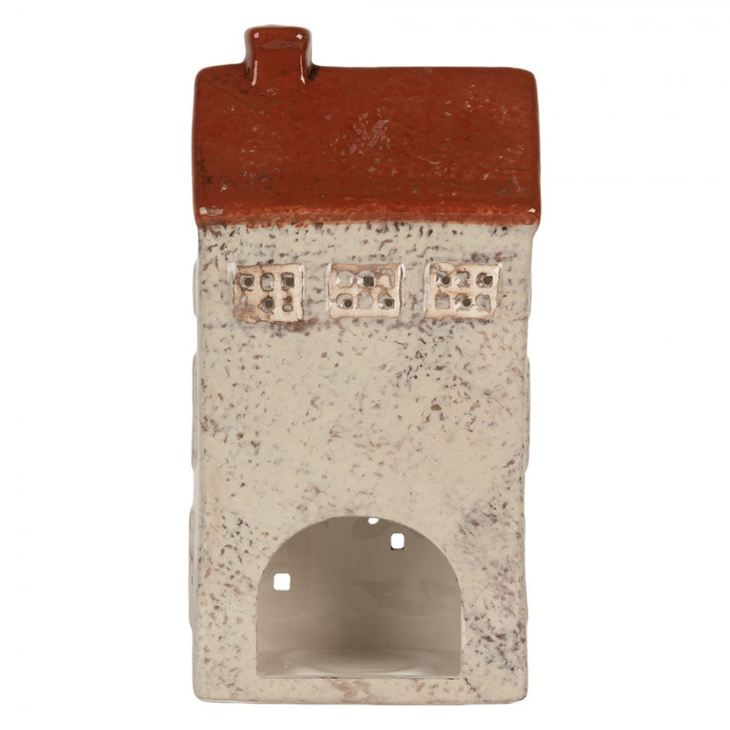 CLAYRE & EEF Casetta Beige e Arancio Portacandela in Ceramica