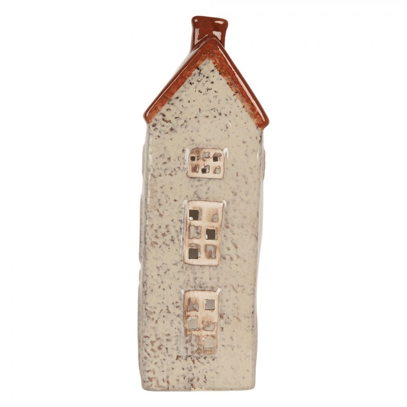 CLAYRE & EEF Casetta Beige e Arancio Portacandela in Ceramica