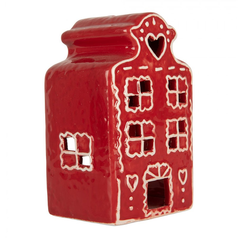 CLAYRE & EEF Casetta Portacandela Rossa in Ceramica