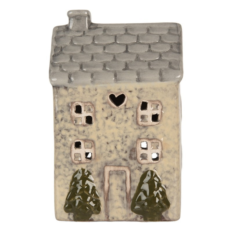 CLAYRE & EEF Casetta Beige e Grigia Portacandela in Ceramica