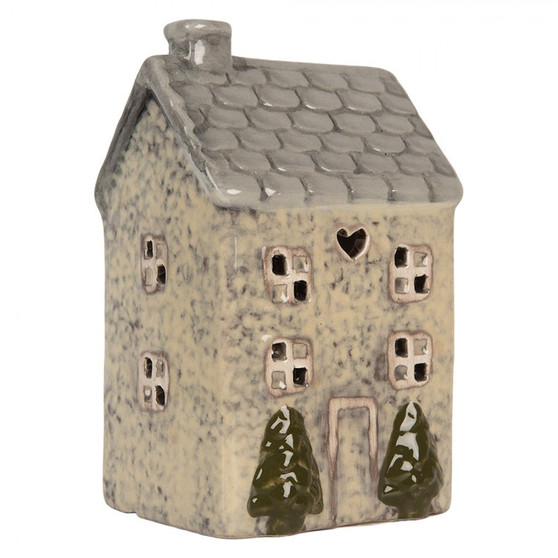 CLAYRE & EEF Casetta Beige e Grigia Portacandela in Ceramica