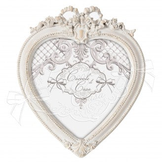 PHOTO FRAME HEART WITH WHITE BOW 16X16