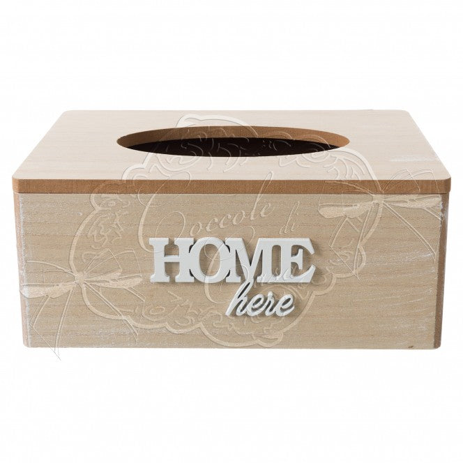 COCCOLE DI CASA Portasalviette in legno con Scritta "HOME"