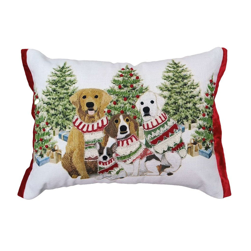 BLANC MARICLÒ Cuscino Rettangolare Ricamato con Corallini e Cuccioli