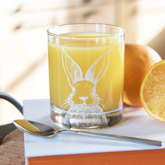 CLAYRE & EEF Set 6 Bicchieri Acqua con Coniglio Bianco in Vetro