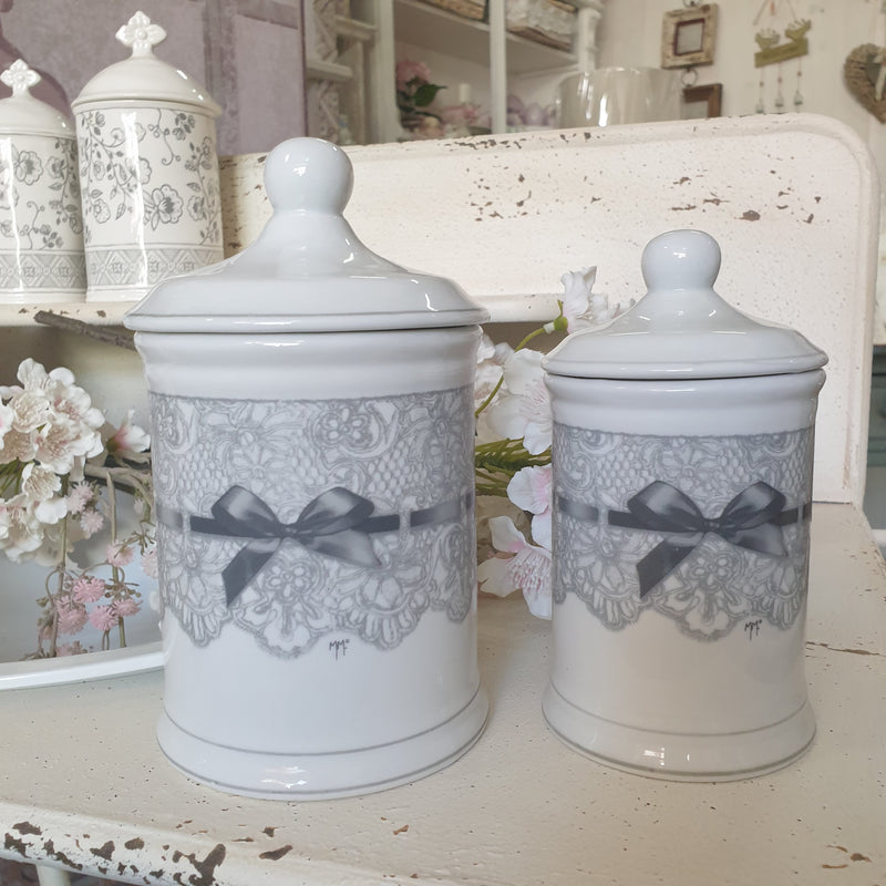 MATHILDE M. Set 2 Barattoli in Ceramica "DENTELLE"