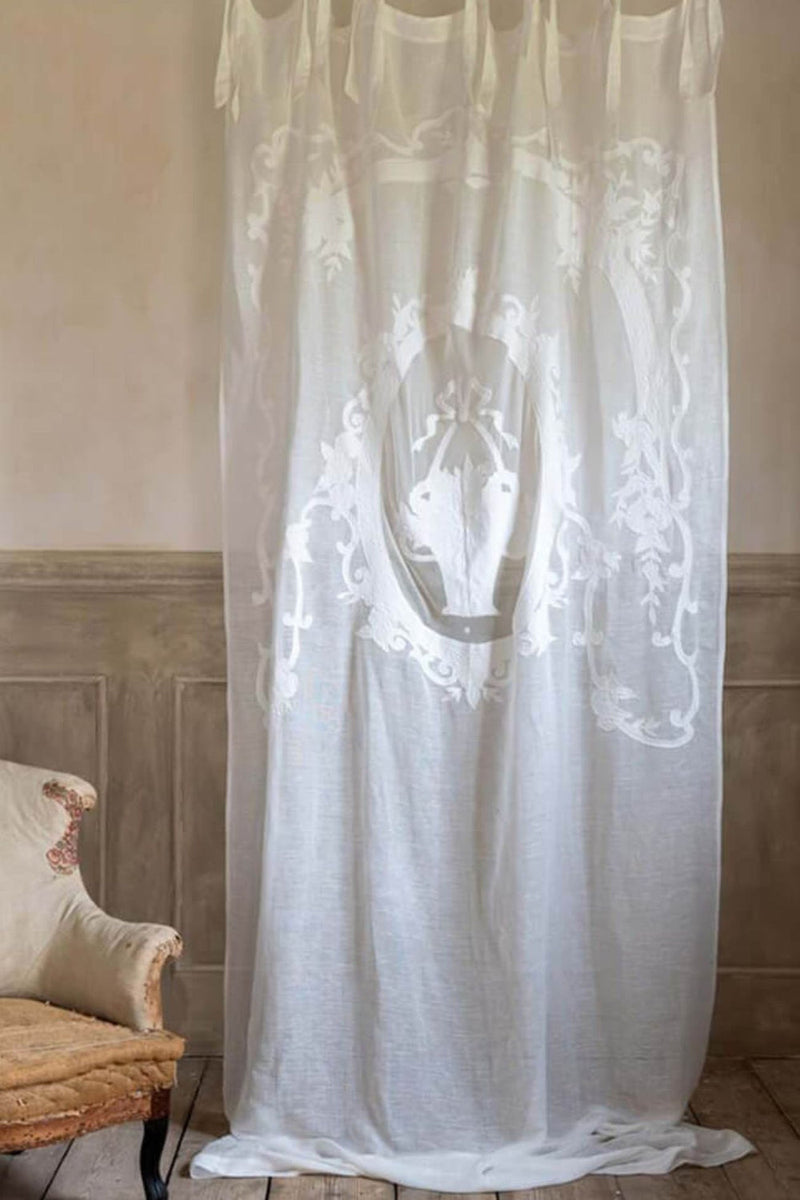 BLANC MARICLÒ Tenda in Lino Ricamata "DENTELLE"