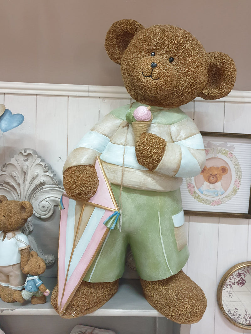 NUVOLE DI STOFFA Orso con Gelato 83cm "SWEET BEAR" Resina